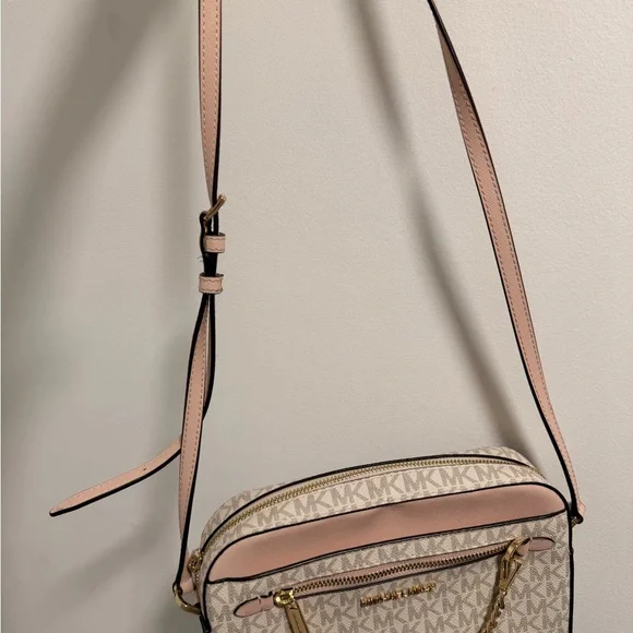 Michael Kors Pink and Vanilla MK Signature Chain Crossbody - Picture 6 of 6